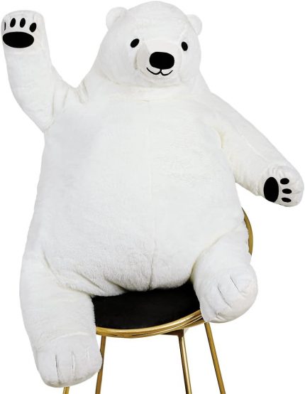Djungelskog Bear Giant Simulation Bear 23.6 in – Huge Cuddly 2 ft White Teddy Bear Stuffed Animal Plush Doll for Home Decoration, Valentine's Day or Birthday Gift
