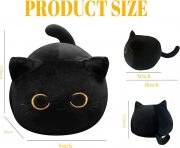 Soft Black Cat Plush Toy Pillow - Stuffed Animal for Kids, Boys & Girls Gifts - Image 2