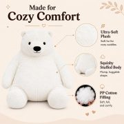 Djungelskog Bear Giant Simulation Bear 23.6 in – Huge Cuddly 2 ft White Teddy Bear Stuffed Animal Plush Doll for Home Decoration, Valentine's Day or Birthday Gift - Image 5