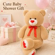 Big Teddy Bear Stuffed Animal Light Brown Bear Plush with Red Heart for Girlfriend and Kids, Giant Teddy Bear for Valentines Gift Anniversary 43 Inch - Image 3