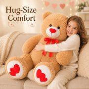 Big Teddy Bear Stuffed Animal Light Brown Bear Plush with Red Heart for Girlfriend and Kids, Giant Teddy Bear for Valentines Gift Anniversary 43 Inch - Image 4