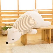 MMTTAO Stuffed Polar Bear Animal Plush Toy 14 Inch Small White Sleeping Bear Animal Stuff Soft Plushies Cute Dolls Collection Huggable Pillow Cushion Birthday Gift for Kids Child Boys Girls, 14Inches - Image 3