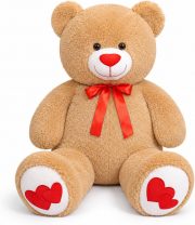 Big Teddy Bear Stuffed Animal Light Brown Bear Plush with Red Heart for Girlfriend and Kids, Giant Teddy Bear for Valentines Gift Anniversary 43 Inch