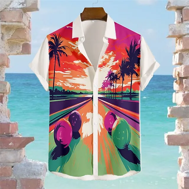 Ball Casual Men’s Shirt Outdoor Street Casual Daily Summer Turndown Short Sleeve Yellow Blue Purple S M L Shirt 2ef73b06327287c2100a2ad4cbdb09d7