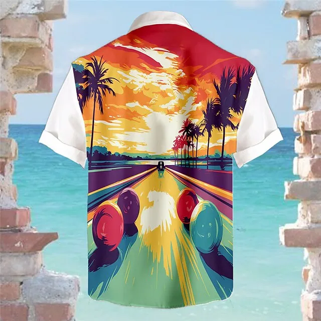 Ball Casual Men’s Shirt Outdoor Street Casual Daily Summer Turndown Short Sleeve Yellow Blue Purple S M L Shirt 5489d6e53fd97cd0ddb5a3ca5b919be3