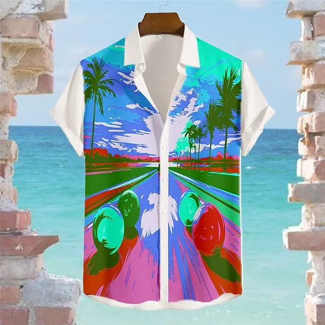 Ball Casual Men’s Shirt Outdoor Street Casual Daily Summer Turndown Short Sleeve Yellow Blue Purple S M L Shirt ca86c77909c5167f8356c4c62aeaa93a