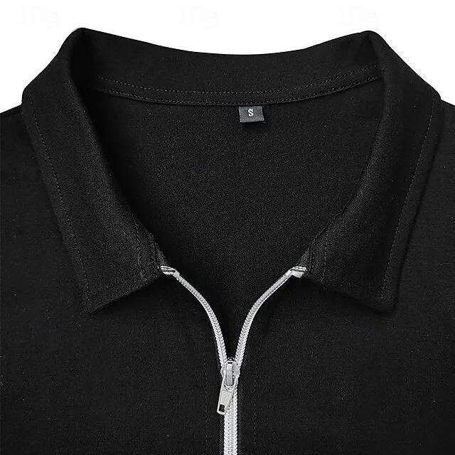 Men’s Quarter Zip Polo Golf Shirt Daily Holiday Quarter Zip Long Sleeve Fashion Modern Color Block Patchwork Spring & Fall Regular Fit White Wine Royal Blue Dark Grey Army Green Gray Quarter Zip Polo 873f56fa4cffa9302b11ee2b0184ce96