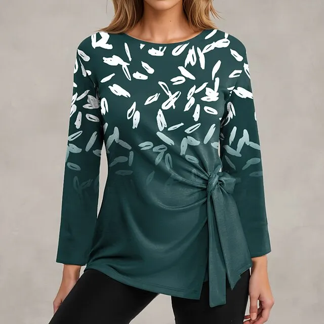 Women’s T shirt Tee Graphic Casual Black Blue Purple Print Long Sleeve Fashion Crew Neck Regular Fit Spring & Fall f5704d980161996350c9ae4a91286c80