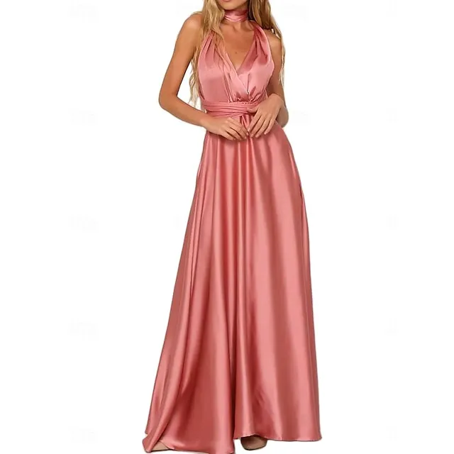Women’s Party Dress Long Dress Maxi Dress Light Pink Pink Wine Sleeveless Plain Backless Deep V Elegant S M L XL XXL 06c1d99f8539b6645bf6a34c554141b6