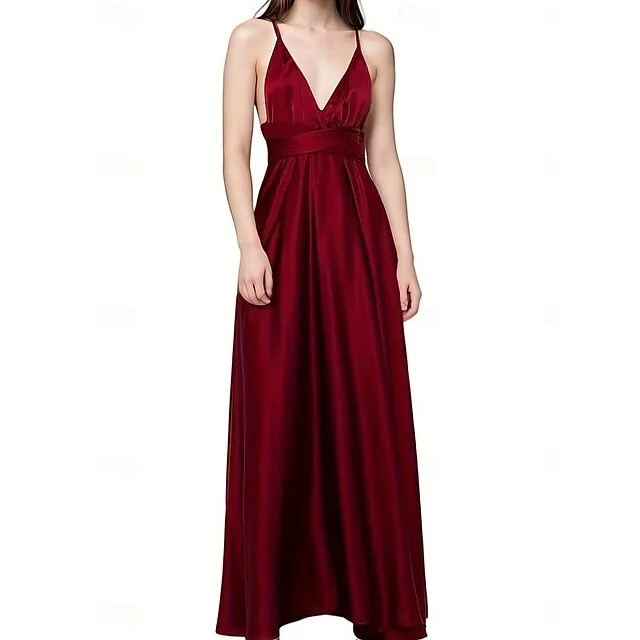 Women’s Party Dress Long Dress Maxi Dress Light Pink Pink Wine Sleeveless Plain Backless Deep V Elegant S M L XL XXL 5173b93c85bf8a4f90bb5612266b16d4