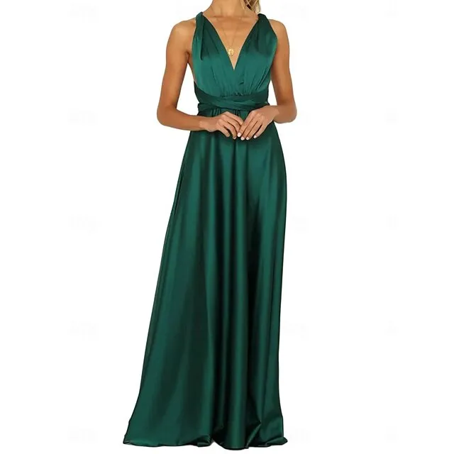 Women's Party Dress Long Dress Maxi Dress Light Pink Pink Wine Sleeveless Plain Backless Deep V Elegant S M L XL XXL