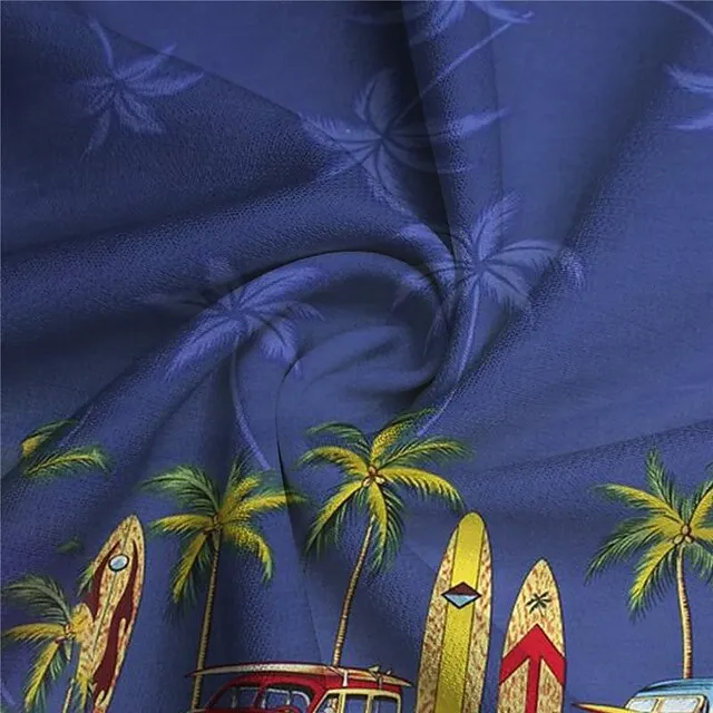 Palm Tree Bus Men’s Resort Hawaiian 3D Printed Shirt Outdoor Vacation Beach Summer Turndown Short Sleeve Blue Green S M L Shirt e17499e01a750474d5e996f9c9ba6e07
