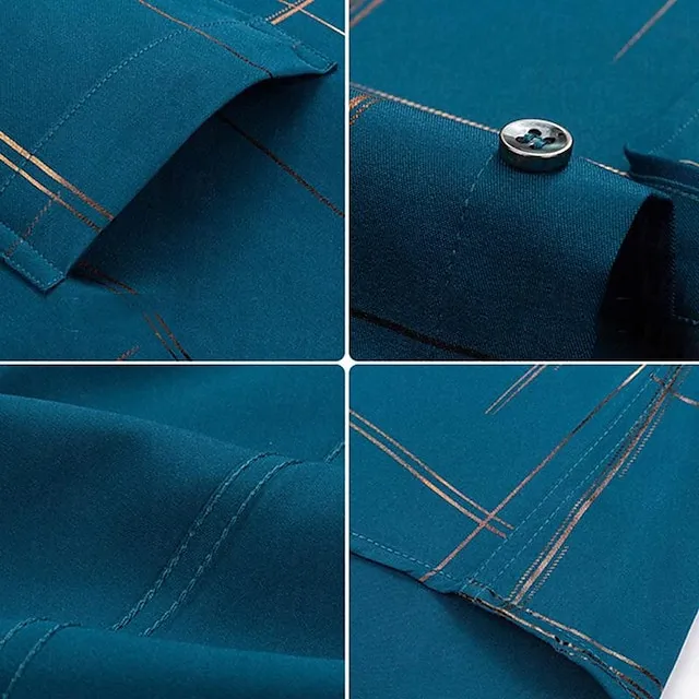 Men’s Shirt Dress Shirt Button Up Shirt Black White Wine Short Sleeve Plaid Turndown Summer Wedding Daily Clothing Apparel Pocket 835e646d8a5037e3b301ef8068df66c6