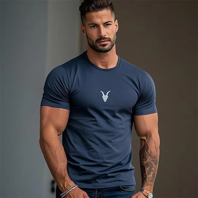 Sheep Bull White Navy Blue Gray T shirt Tee Tee Top Men’s Graphic 100% Cotton Shirt Fashion Classic Shirt Short Sleeve Comfortable Tee Street Sports Outdoor Summer Fashion Designer Clothing S M L XL 1da847678c7b1a4bf7222c4ed36aef48