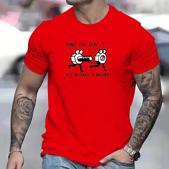 Cartoon Letter Black White Red T shirt Tee Men’s Graphic Cotton Blend Shirt Sports Classic Shirt Short Sleeve Comfortable Tee Sports Outdoor Holiday Summer Fashion Designer Clothing S M L XL XXL XXXL b4d407031430862277badc3dbbacd968