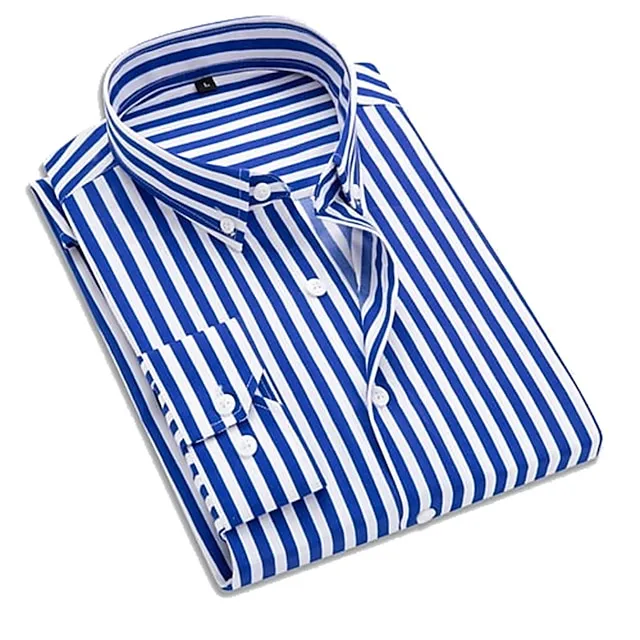Men's Dress Shirt Button Down Shirt Collared Shirt Non Iron Shirt Black White Red Long Sleeve Striped Collar Spring & Summer Wedding Work Clothing Apparel