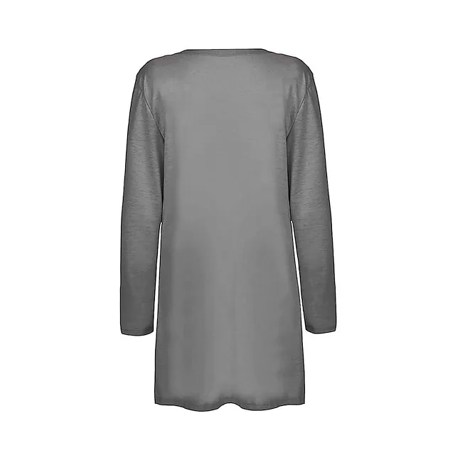 Women’s Pocket Cardigan Coat Solid Color Basic Casual Soft Long Sleeve Regular Fit Cardigans Open Front Fall Spring Summer Light Pink Black Gray / Daily / Going out 14355e617e440189ae1ab40650c9c9dc