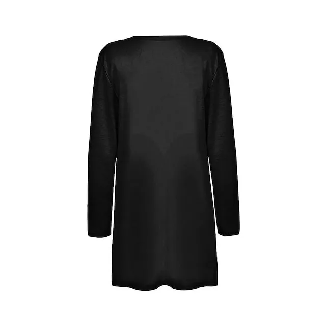 Women’s Pocket Cardigan Coat Solid Color Basic Casual Soft Long Sleeve Regular Fit Cardigans Open Front Fall Spring Summer Light Pink Black Gray / Daily / Going out 21c8c1447fcf9988e51196e5b5675484