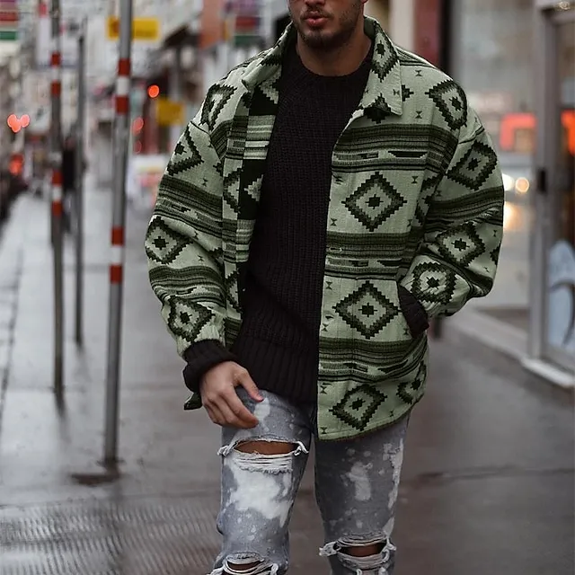 Men’s Lightweight Jacket Summer Jacket Street Daily Windproof Pocket Spring Fall Plaid / Check Casual Turndown Short Blue Brown Green Khaki Gray Jacket 545f9bc6431a982870342483c2c3af72