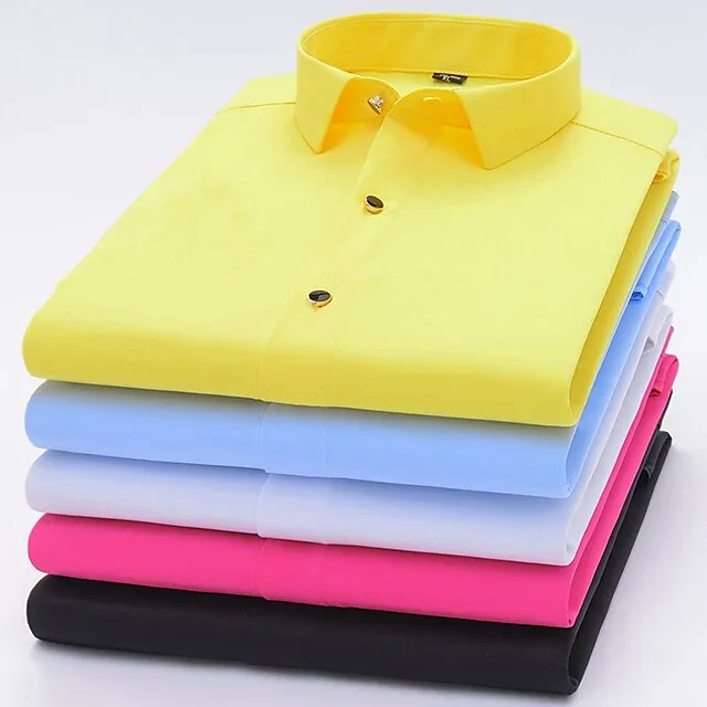 Men’s Dress Shirt Button Up Shirt Collared Shirt Light Pink Black White Long Sleeve Plain Square Neck All Seasons Wedding Work Clothing Apparel Print 206782b994e5577b113d8696986d985c