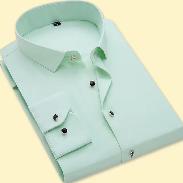 Men’s Dress Shirt Button Up Shirt Collared Shirt Light Pink Black White Long Sleeve Plain Square Neck All Seasons Wedding Work Clothing Apparel Print ea28eef7e4a44b98a7dfe2e60d27436b