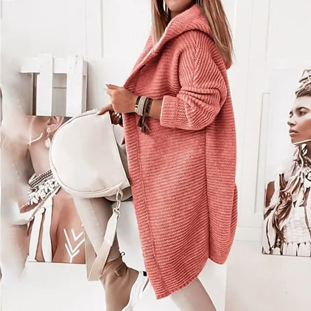 Women’s Cardigan Sweater Jumper Knit Button Knitted Solid Color Hooded Stylish Casual Daily Weekend Winter Fall Green Pink S M L / Long Sleeve / Regular Fit 945e714a3f9da9408f32536ed0b5859d