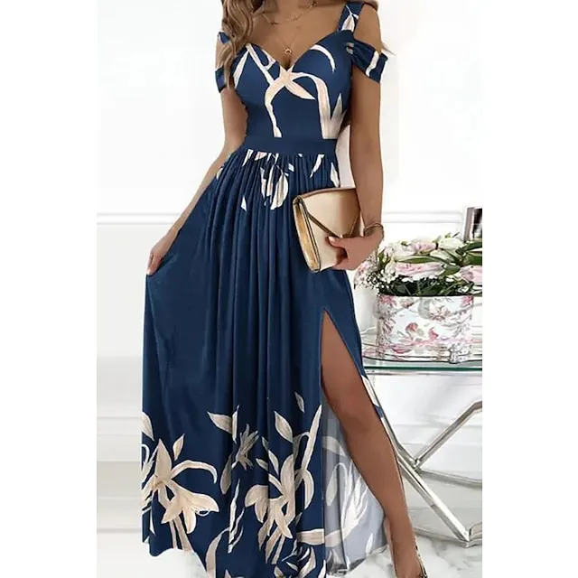 Women‘s Party Dress Homecoming Dress Swing Dress Long Dress Maxi Dress Green Pink Light Green Short Sleeve Pure Color Cold Shoulder Spring Summer V Neck Romantic Party 2023 S M L XL XXL 0917ef0e81d73c0b15d852e7f31cbf59