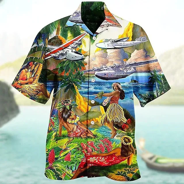 Men’s Shirt Summer Hawaiian Shirt Camp Collar Shirt Graphic Shirt Aloha Shirt Parrot Turndown Yellow Light Green Pink Red Blue 3D Print Outdoor Street Short Sleeve Button-Down Clothing Apparel d461fc7a6998c84a8e5c2151542ec7ec