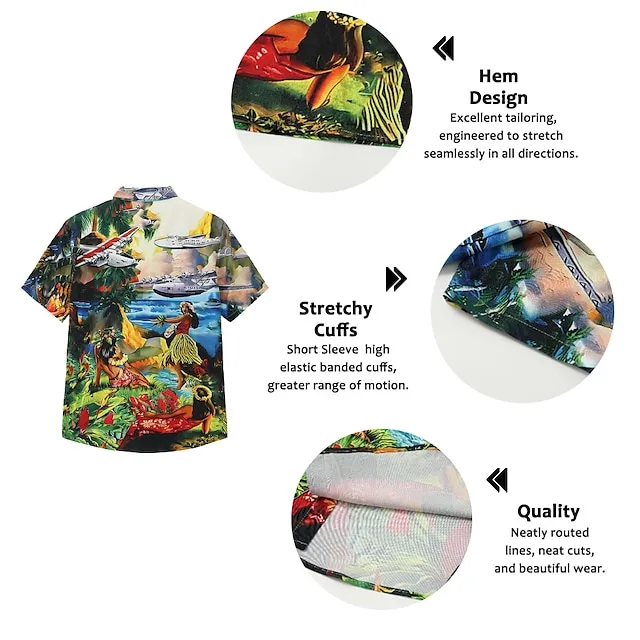 Men’s Shirt Summer Hawaiian Shirt Camp Collar Shirt Graphic Shirt Aloha Shirt Parrot Turndown Yellow Light Green Pink Red Blue 3D Print Outdoor Street Short Sleeve Button-Down Clothing Apparel ff2f0b65675effd77e512b421f60489f