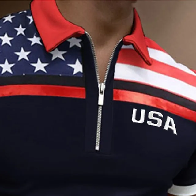 Men’s Polo Shirt Quarter Zip Polo Street Casual Turndown Quarter Zip Short Sleeve Fashion Casual Flag Zipper Quarter Zip Spring & Summer Regular Fit Navy Blue Dark Green Gray Polo Shirt 84d7d3aa1acca29f89f8f6e6767da7be