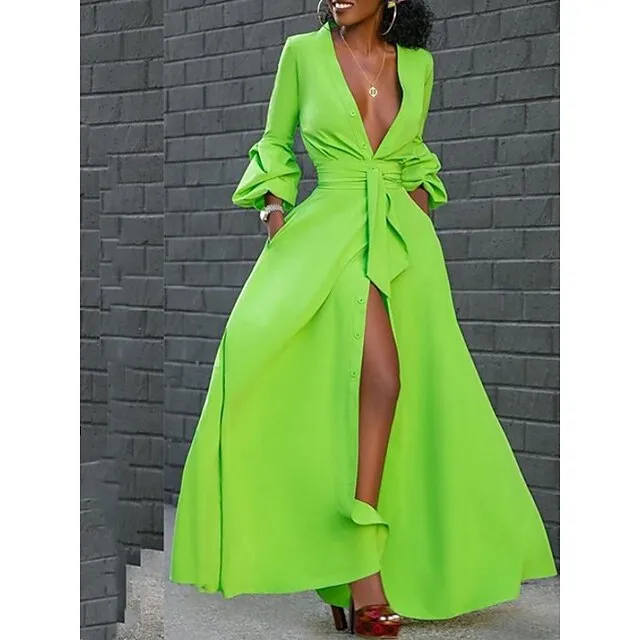 Women‘s Black Dress Prom Dress Black Lace Dress Semi Formal Party Dress Swing Dress Long Dress Maxi Dress Green Long Sleeve Winter Fall Autumn Deep V Wedding Winter Dress 60d9c1a2b48cd28a57f3109d7201c950