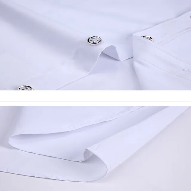 Men’s Dress Shirt Button Down Shirt Collared Shirt Black White Red Short Sleeve Plain Standing Collar Summer Wedding Work Clothing Apparel Button-Down 1971a2f3a65555c49505e615650608d8
