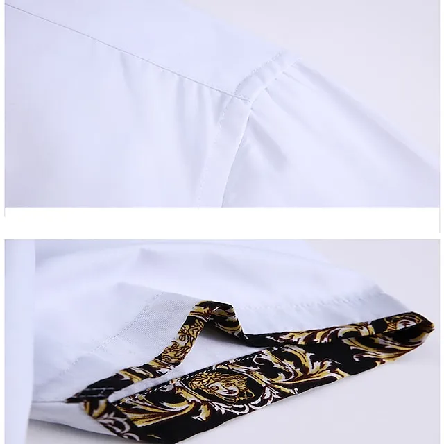 Men’s Dress Shirt Button Down Shirt Collared Shirt Black White Red Short Sleeve Plain Standing Collar Summer Wedding Work Clothing Apparel Button-Down 3a9d074879918f013e503a1604bf7fe3