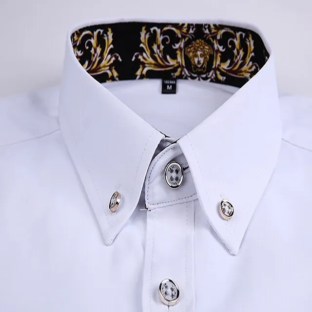 Men’s Dress Shirt Button Down Shirt Collared Shirt Black White Red Short Sleeve Plain Standing Collar Summer Wedding Work Clothing Apparel Button-Down b2214ef7a47a37a795f0d3da2b264a8d