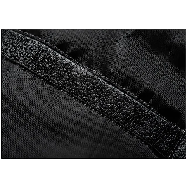 Men’s Bomber Jacket Leather Jacket Waterproof Durable Casual / Daily Outdoor Daily Wear Vacation Zipper Standing Collar Comfort Leisure Jacket Outerwear Solid / Plain Color Pocket Keep Warm Black Gray df8cd43283cb04fa1c05220310f141bd