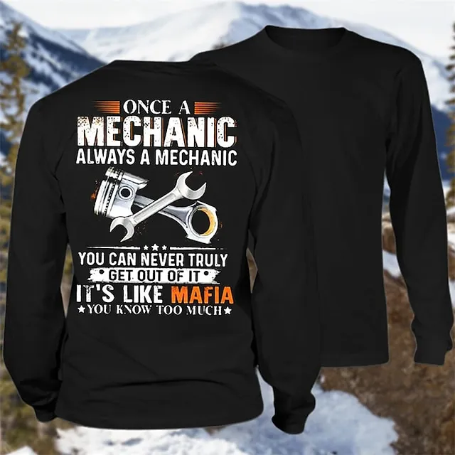 Letter Graphic Prints Black Gray Red T shirt Tee Casual Style Men's Graphic Cotton Blend Shirt Basic Modern Contemporary Shirt Long Sleeve Comfortable Tee Street Vacation Spring & Fall Fashion