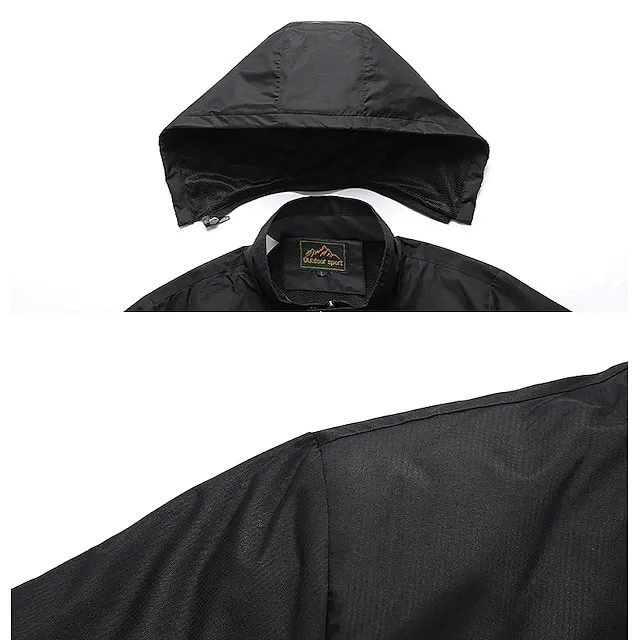 Men’s Winter Jacket Hiking Jacket Rain Jacket Windcheater Jacket Sports & Outdoor Camping & Hiking Waterproof Windproof Hooded Spring Fall Winter Patchwork Ivory white Black Orange Army Green Dark 1be106fe23dc88737e29d7d6c8ce6ce8