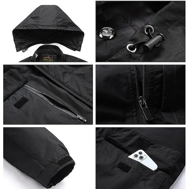 Men’s Winter Jacket Hiking Jacket Rain Jacket Windcheater Jacket Sports & Outdoor Camping & Hiking Waterproof Windproof Hooded Spring Fall Winter Patchwork Ivory white Black Orange Army Green Dark 792aeec4d198fb694ae6f8fd8cd63e39