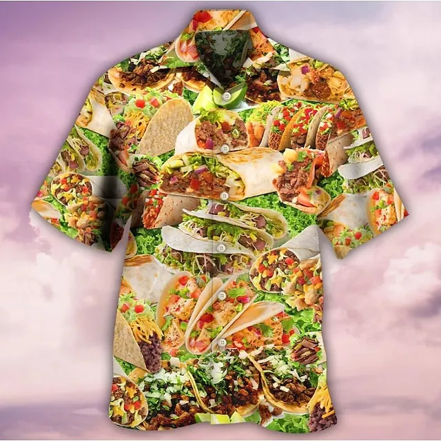 Men’s Shirt Summer Hawaiian Shirt Car Graphic Prints Vintage Turndown White Yellow Light Green Black / Brown Army Green Casual Hawaiian Short Sleeve Print Button-Down Clothing Apparel Tropical 8f61df8f22c9971d5f8db0e4802bd0e6