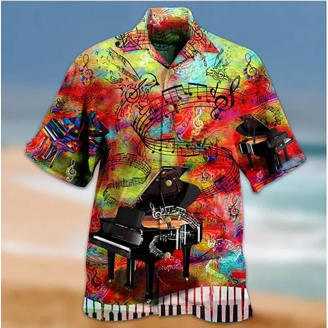 Men’s Shirt Summer Hawaiian Shirt Car Graphic Prints Vintage Turndown White Yellow Light Green Black / Brown Army Green Casual Hawaiian Short Sleeve Print Button-Down Clothing Apparel Tropical bf0e6c9a76661a5cee88b46894a1b67a