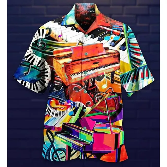 Men’s Shirt Summer Hawaiian Shirt Car Graphic Prints Vintage Turndown White Yellow Light Green Black / Brown Army Green Casual Hawaiian Short Sleeve Print Button-Down Clothing Apparel Tropical ff7b5ce272ac6c801dc259d60d2a9daf