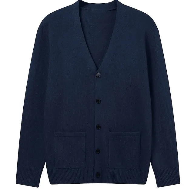 Men’s Sweater Cardigan Sweater Ribbed Knit Knitted Plain V Neck Fashion Casual Sports Daily Wear Clothing Apparel Spring & Fall Wine Red Black M L XL 7e158396ae78287ecefcf884c347c719