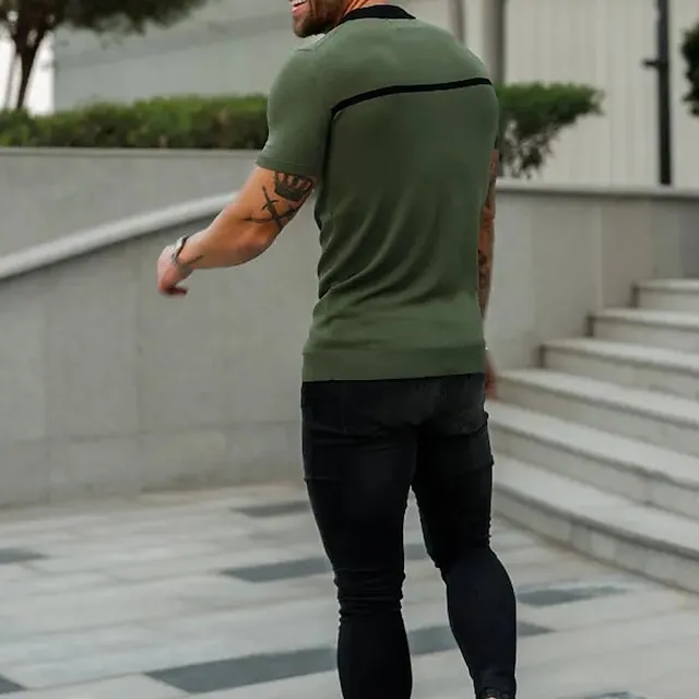 Men’s Zip Polo Golf Shirt Sports & Outdoor Casual Turndown Quarter Zip Short Sleeve Fashion Streetwear Color Block Zipper Quarter Zip Spring & Summer Regular Fit Black Dark Red Blue Army Green Dark fae55bbbb7f4b9ad73814e74a7bfa810