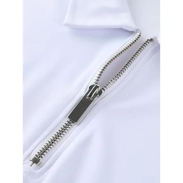 Men’s Zip Polo Golf Shirt Casual Vacation Quarter Zip Short Sleeve Fashion Solid Color Plain Classic Summer Regular Fit Black White Wine Navy Blue Royal Blue Green Zip Polo b640a496da50ed7edc701d62d2ed7af9