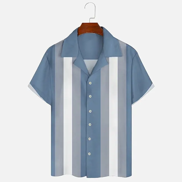 Men's Shirt Bowling Shirt Button Up Shirt Summer Shirt Casual Shirt Black Blue Orange Green Short Sleeve Color Block Graphic Prints Camp Collar Daily Vacation Print Clothing Apparel Fashion 1950s
