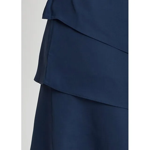 Women’s Party Dress Wedding Guest Dress Shift Dress Midi Dress Navy Blue Khaki Short Sleeve Pure Color Ruched Summer Spring Fall Crew Neck Fashion Wedding Guest Vacation Summer Dress 2023 S M L XL 3bec57b85abe966d6db70a730dd77cc0