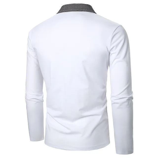 Men’s Polo Shirt Quarter Zip Polo Work Daily Wear Lapel Long Sleeve Fashion Comfortable Color Block Pocket Zip Up Summer Spring Regular Fit White Polo Shirt d8752af7f7a340dc4315295619884391