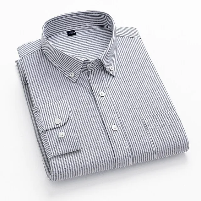 Men’s Dress Shirt Light Green Royal Blue Green Long Sleeve Stripe Shirt Collar Spring, Fall, Winter, Summer Office & Career Daily Wear Clothing Apparel Print d6fd6b4574a450a3e26606340c23b5c1