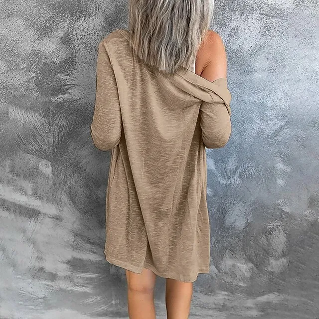 Women’s Cardigan Sweater Cowl Ribbed Knit Polyester Button Summer Spring Outdoor Home Halloween Casual Soft Long Sleeve Solid Color Black White Light Green S M L 758f6fbe8ee693edcc01b4a88c012a18