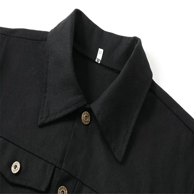 Men’s Sport Coat Chore Jacket Casual Daily Wear Windproof Warm Button Fall Winter Solid Color Plain Fashion Streetwear Lapel Regular Cotton Black White Red Navy Blue Blue Jacket 45e6c450158fef11e290277a78a0ed41